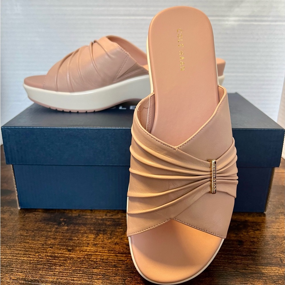 Cole Haan Women’s Aubree Grand Ruched Slide Sandal Brand New Never Worn size 8.5 - Picture 1 of 10